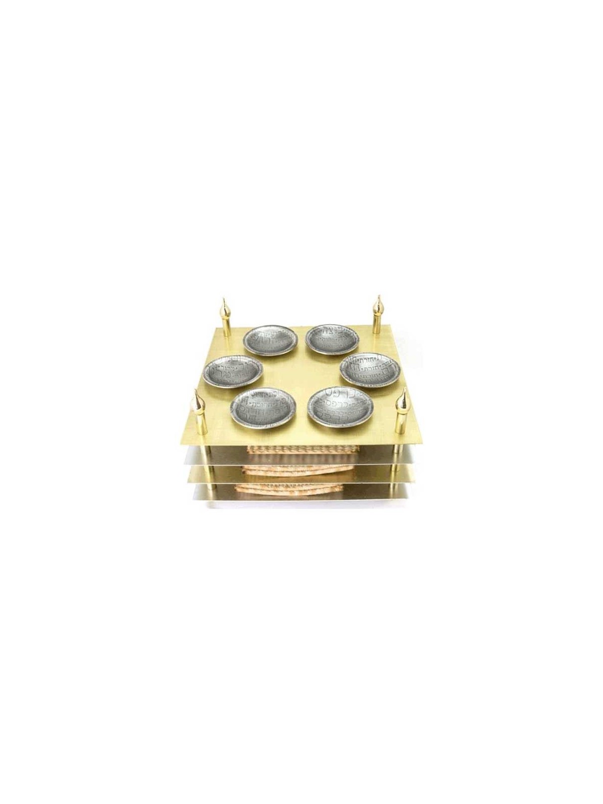 Mixed Metal Gold Tiered Seder Plate | Passover | Judaica